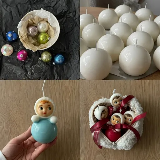 Свеча-неваляшка и Ёлочные шары