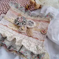 Текстильный кафф-браслет и брошь в стиле бохо