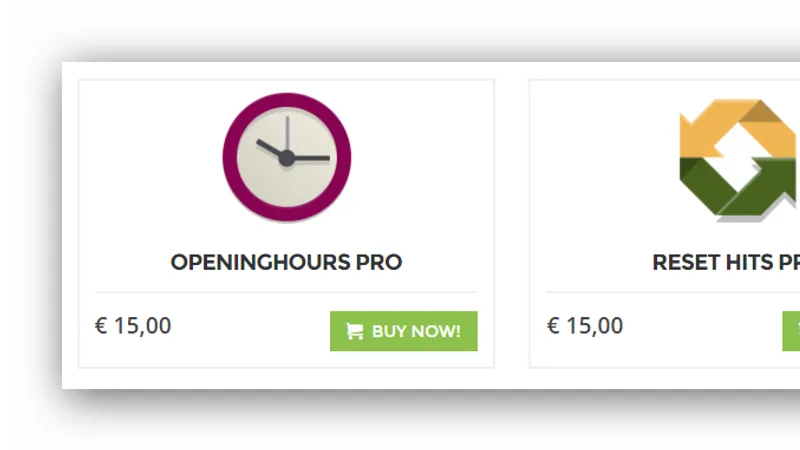 Комплект расширений от JooMill: OpeningHours Pro, Reset Hits Pro, Price List Pro