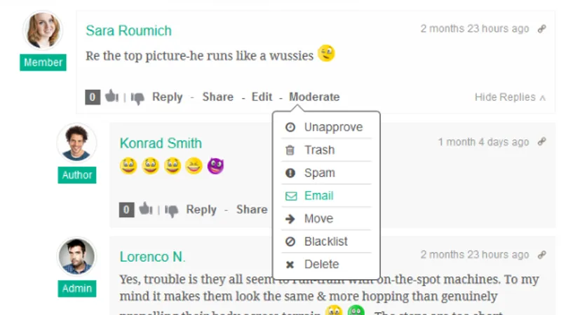Дополнения к wpDiscuz:Frontend Moderation + Report and Flagging