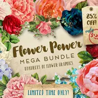 Пак цветочной графики и наложений Gorgeous Flower Graphics