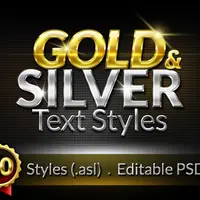 50 золотых и серебряных стилей для Photoshop
