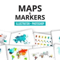 Карты, континенты и маркеры в векторе