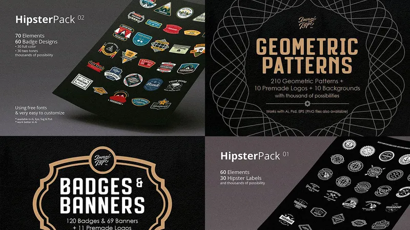 Винтажные логотипы и наборы значков - Vintage Logo & Badge Toolkit