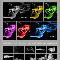 Цветной дым, естественный туман, огненные блики - наложения