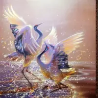 Журавли в технике Сияние