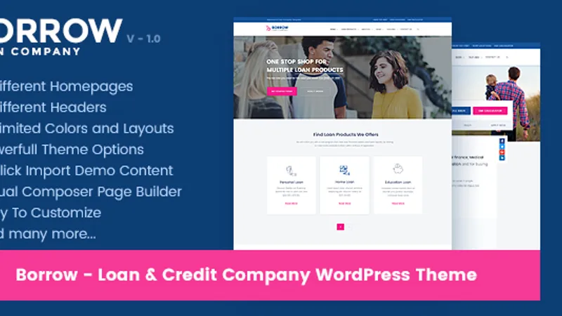 Borrow Loan Company Responsive WordPress Theme тема для микрофинансовой компании