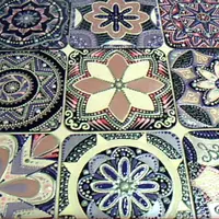 Имитация плиточек-изразцов в точечной росписи