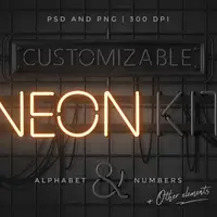 Набор алфавита в неоне