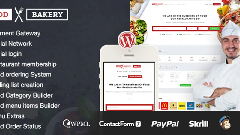 FoodBakery Food Delivery Restaurant Directory WordPress Theme - аналог Delivery-Club