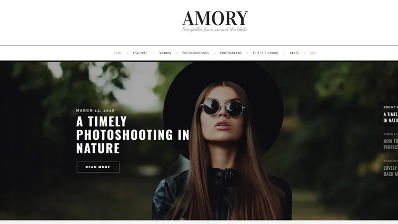 Amory Blog блоггерская тема в духе сторителлинга