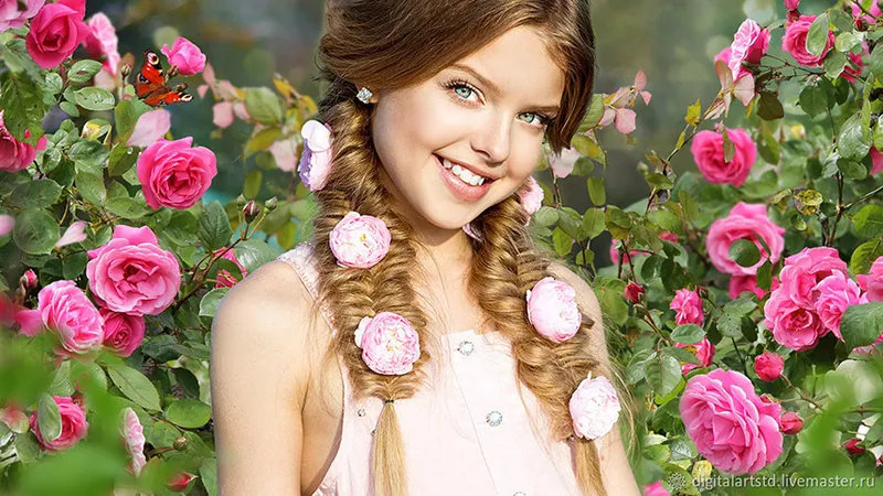 Цифровой фон на весеннюю тему Розы