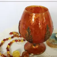 Бокал-подсвечник из солнечного камня. Имитация янтаря