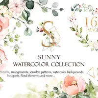 Sunny watercolor floral collection