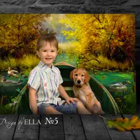 Осенний коллаж с элементами природы и зверей – На пруду