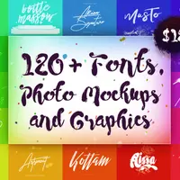 123 шрифта, фотомокапы и профессиональная графика