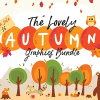 Прекрасный осенний графический набор
