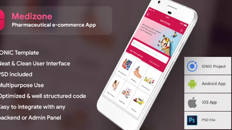 Medicine pharmaceutical Template Medizone - приложение доставка лекарств, интернет-аптека