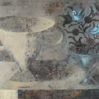 Многослойная техника живописи акрилом на холсте с процарапыванием. Вариант №3