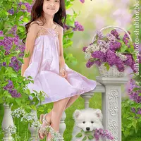 Детский весенне-летний коллаж в PSD Сиреневый сад