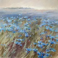 Васильковые поля пастелью. Онлайн-практика
