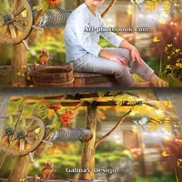 Осенний коллаж для фото - Колодец