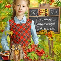 Детский школьный шаблон - 1 сентября рябина