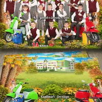 Постановочный коллаж для первоклассников - Осенняя прогулка