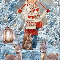 Детский новогодний фотошаблон в PSD "Новый год с игрушками"