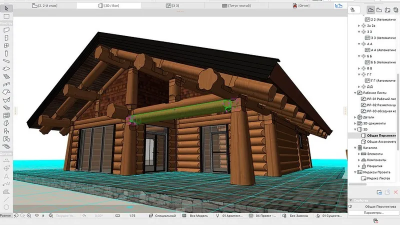 Проектирование бревенчатого каркаса Post and Beam в программе Archicad