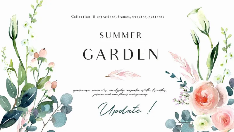 Summer garden - floral graphic set Летний сад - цветочный графический набор