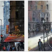 Городская черта. Живопись акрилом на текстурной поверхности