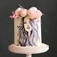 Рисунок девушки на торте