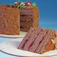 Торт Наполеон малина двойной шоколад