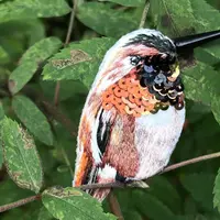 Вышивка броши Колибри