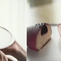 Сливочное пирожное с черной смородиной