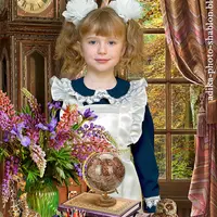 Детский школьный фотошаблон «Школа винтаж»