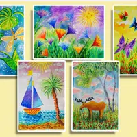 Ах, лето! Масляная пастель + акварель