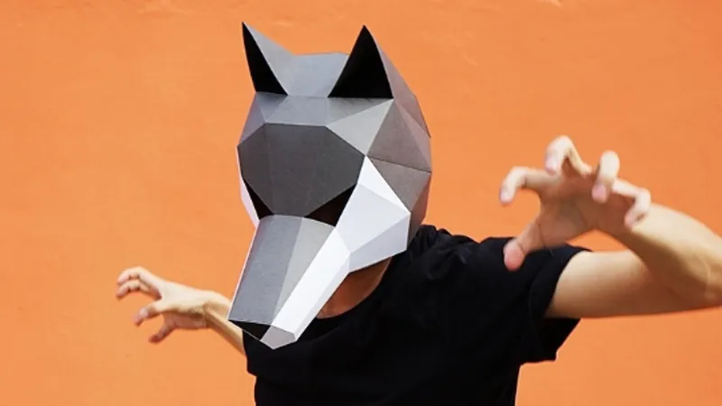 Маска волка паперкрафт схема