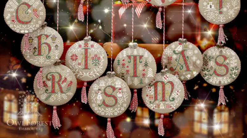 Электронная схема вышивки Merry Christmas