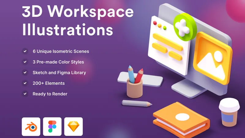 Cubbies 3D Workspace Illustrations