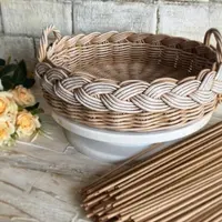 Плетение подноса с косой