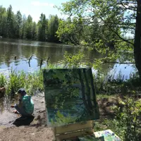 Изумрудно-зеленый весенний день маслом