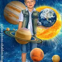 Детский фотошаблон в PSD Солнечная система