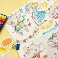 Набор акварелек «Слоники»