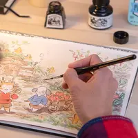 Воображаемые миры, иллюстрированные тушью и акварелью