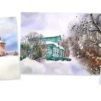 Новогоднее настроение. Акварельный марафон