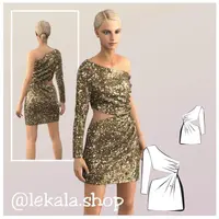 Ассиметричное мини платье с одним рукавом