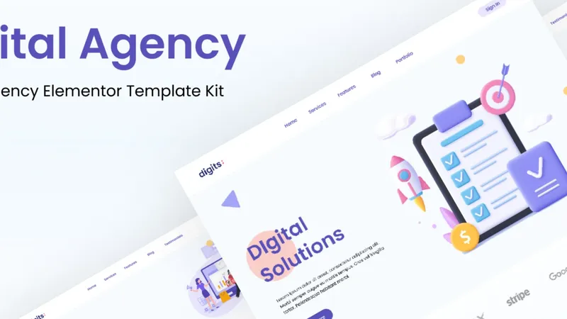 Digits – Digital Agency Elementor Template Kit - шаблон для Элементор