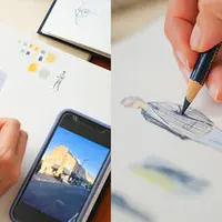 Иллюстрация в скетчбуке цветными карандашами